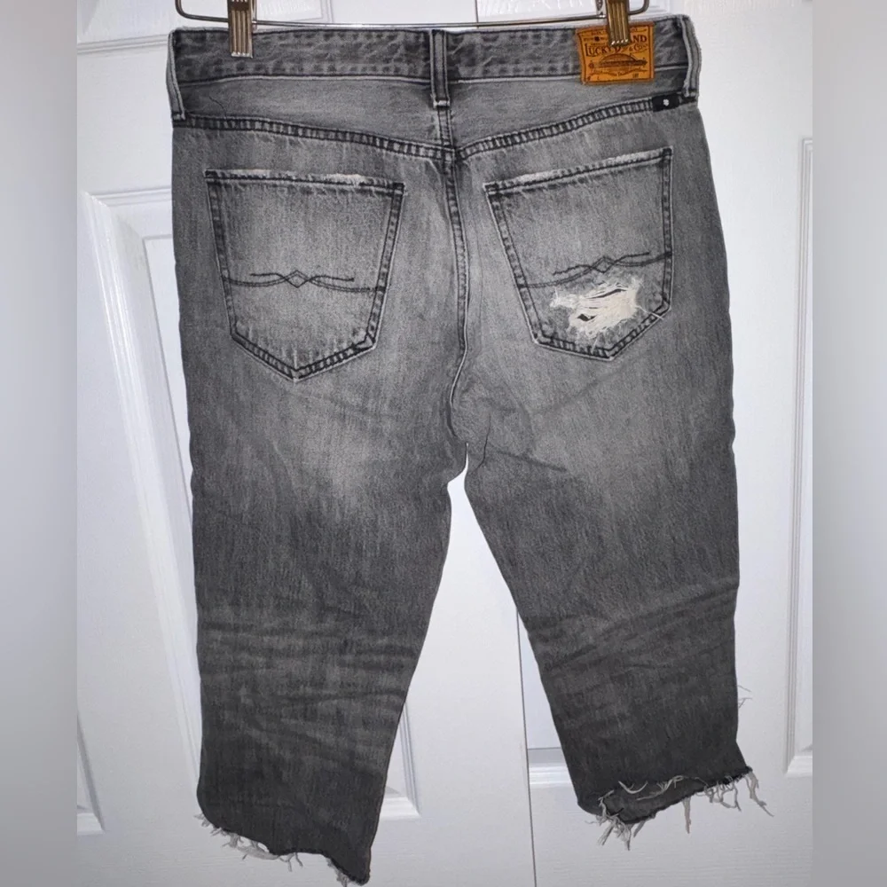💥SALE Lucky Brand Sienna Slim Boyfriend Cropped Jeans Distressed Gray